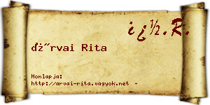 Árvai Rita névjegykártya
