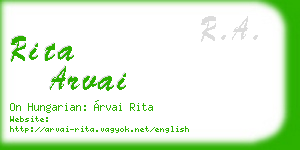 rita arvai business card